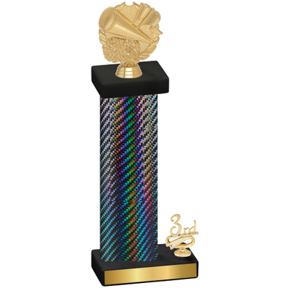 Accented Single Black Carbon Fiber Third Place Cheerleading Trophy