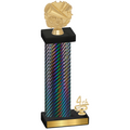 Accented Single Black Carbon Fiber Fourth Place Cheerleading Trophy