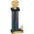 Accented Single Black Carbon Fiber Year Cheerleading Trophy