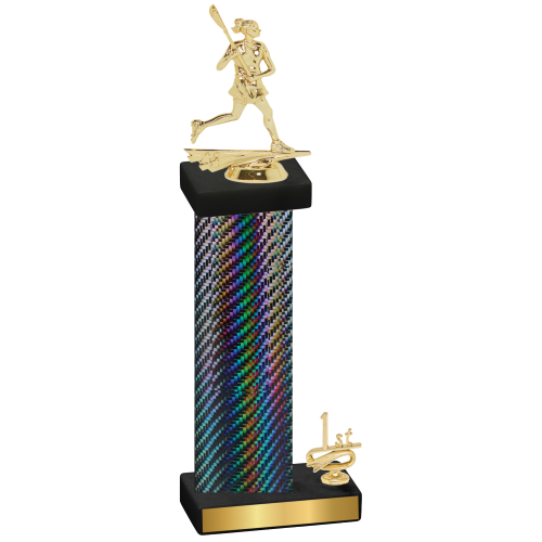 Accented Single Black Carbon Fiber First Place Lacrosse Trophy