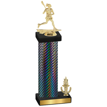 Accented Single Black Carbon Fiber Victory Lacrosse Trophy