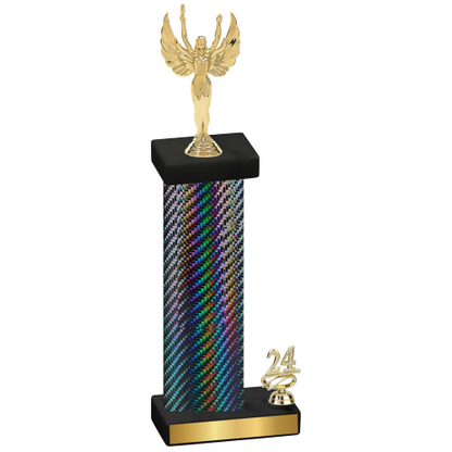 Accented Single Black Carbon Fiber Year Victory Trophy