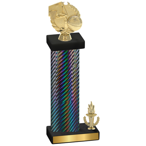 Accented Single Black Carbon Fiber Victory Basketball Trophy