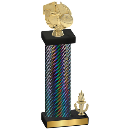 Accented Single Black Carbon Fiber Victory Basketball Trophy