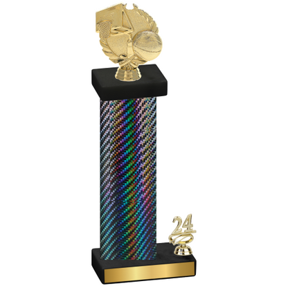 Accented Single Black Carbon Fiber Year Basketball Trophy