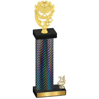 Accented Single Black Carbon Fiber Year Pickleball Trophy