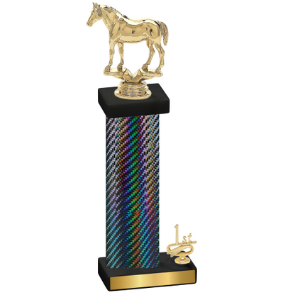 Accented Single Black Carbon Fiber First Place Horses Trophy