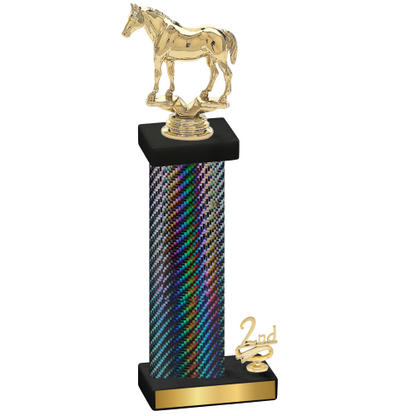 Accented Single Black Carbon Fiber Second Place Horses Trophy