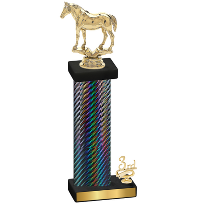 Accented Single Black Carbon Fiber Third Place Horses Trophy