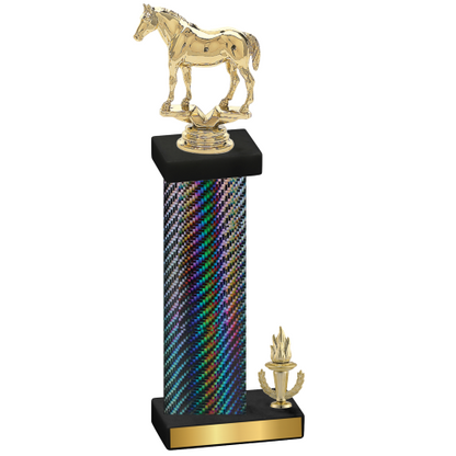 Accented Single Black Carbon Fiber Victory Horses Trophy