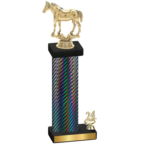 Accented Single Black Carbon Fiber Year Horses Trophy