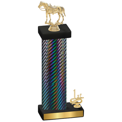 Accented Single Black Carbon Fiber First Place Horses Trophy