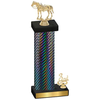 Accented Single Black Carbon Fiber Third Place Horses Trophy