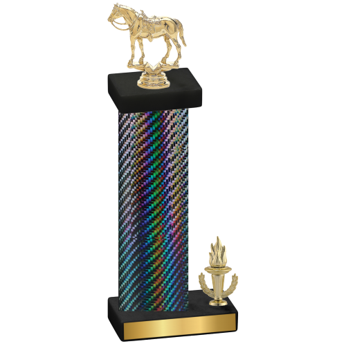 Accented Single Black Carbon Fiber Victory Horses Trophy