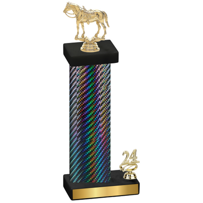 Accented Single Black Carbon Fiber Year Horses Trophy