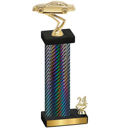 Accented Single Black Carbon Fiber Year Cars Trophy