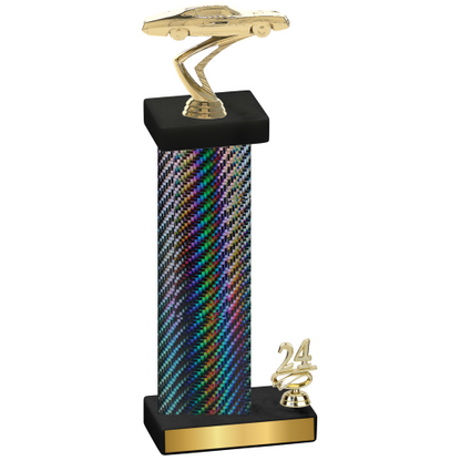 Accented Single Black Carbon Fiber Year Cars Trophy