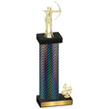 Accented Single Black Carbon Fiber Fourth Place Archery Trophy