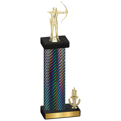 Accented Single Black Carbon Fiber Victory Archery Trophy