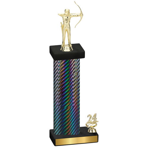 Accented Single Black Carbon Fiber Year Archery Trophy