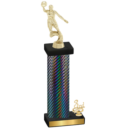 Accented Single Black Carbon Fiber Third Place Basketball Trophy