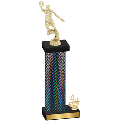 Accented Single Black Carbon Fiber Fourth Place Basketball Trophy