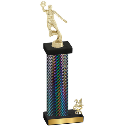 Accented Single Black Carbon Fiber Year Basketball Trophy