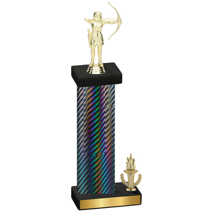 Accented Single Black Carbon Fiber Victory Archery Trophy