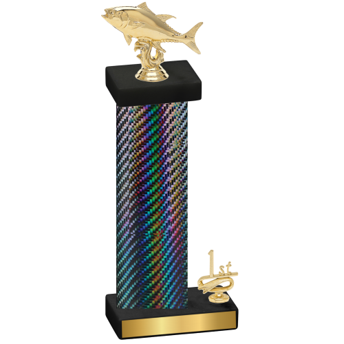 Accented Single Black Carbon Fiber First Place Fishing Trophy