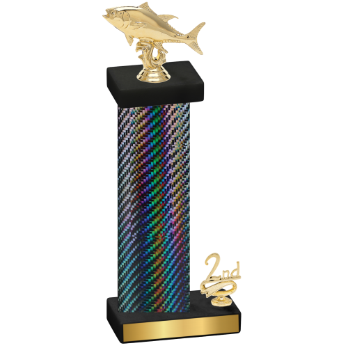 Accented Single Black Carbon Fiber Second Place Fishing Trophy