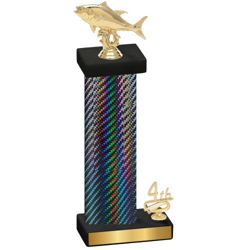 Accented Single Black Carbon Fiber Fourth Place Fishing Trophy