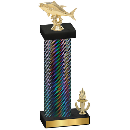 Accented Single Black Carbon Fiber Victory Fishing Trophy