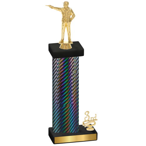 Accented Single Black Carbon Fiber Third Place Shooter Trophy