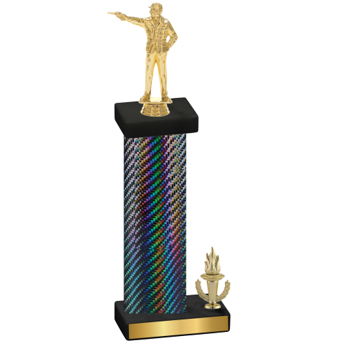 Accented Single Black Carbon Fiber Victory Shooter Trophy