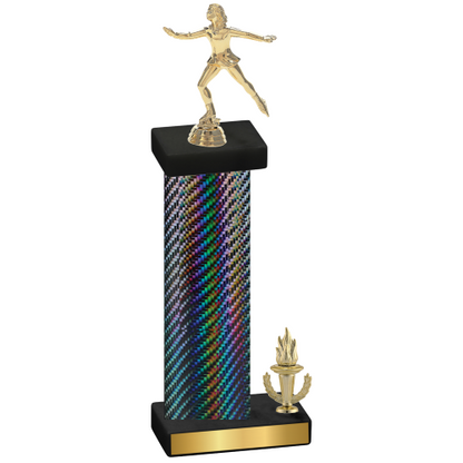 Accented Single Black Carbon Fiber Victory Skater Trophy