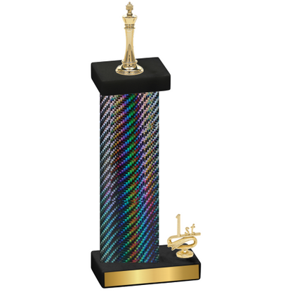 Accented Single Black Carbon Fiber First Place Chess Trophy