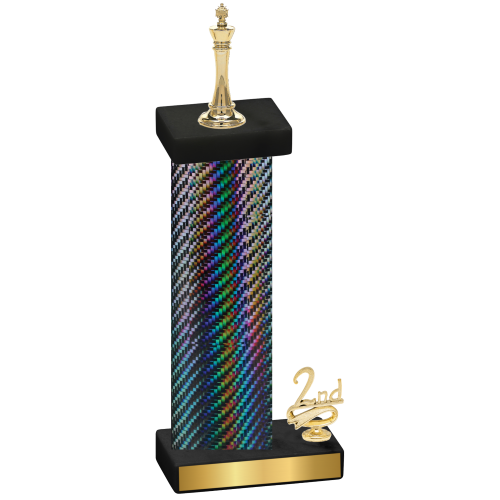 Accented Single Black Carbon Fiber Second Place Chess Trophy