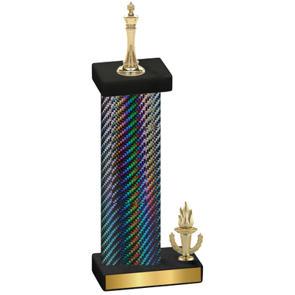 Accented Single Black Carbon Fiber Victory Chess Trophy