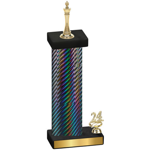 Accented Single Black Carbon Fiber Year Chess Trophy