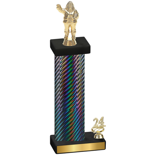 Accented Single Black Carbon Fiber Year Holiday Trophy