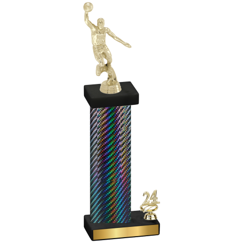 Accented Single Black Carbon Fiber Year Basketball Trophy