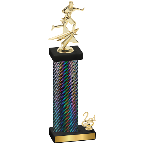 Accented Single Black Carbon Fiber Second Place Flag Football Trophy