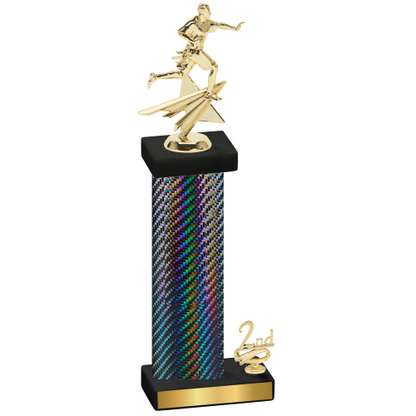 Accented Single Black Carbon Fiber Second Place Flag Football Trophy