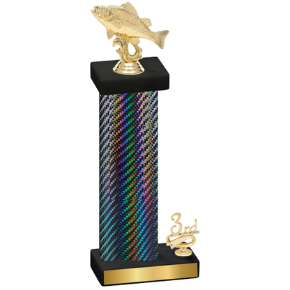 Accented Single Black Carbon Fiber Third Place Fishing Trophy