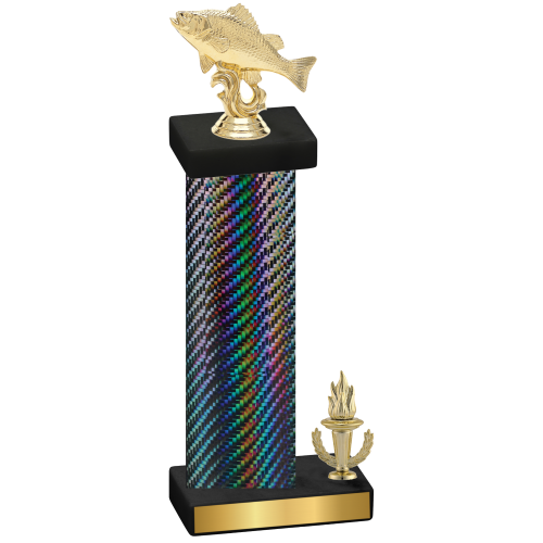 Accented Single Black Carbon Fiber Victory Fishing Trophy