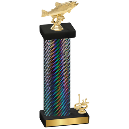 Accented Single Black Carbon Fiber First Place Fishing Trophy