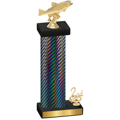 Accented Single Black Carbon Fiber Second Place Fishing Trophy