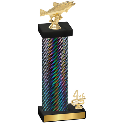 Accented Single Black Carbon Fiber Fourth Place Fishing Trophy