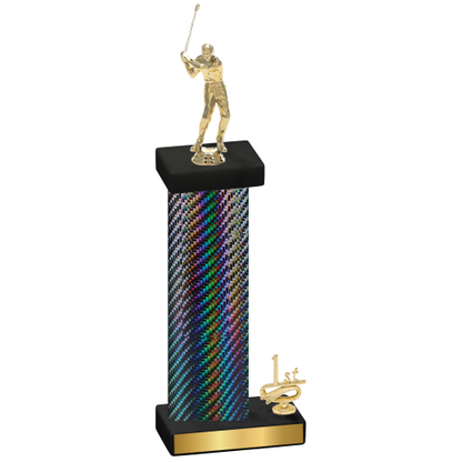 Accented Single Black Carbon Fiber First Place Golf Trophy