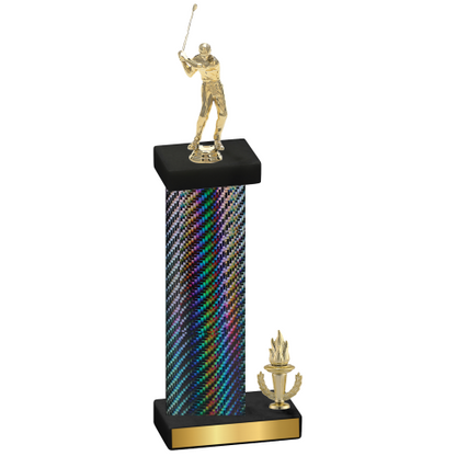 Accented Single Black Carbon Fiber Victory Golf Trophy